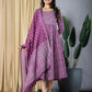 Purple fit & flare Dress And Dupatta