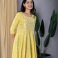 Yellow fit & flare Dress And Dupatta