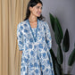 Blue Lace Work fit & flare Dress And Dupatta