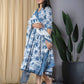 Blue Lace Work fit & flare Dress And Dupatta