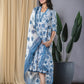 Blue Lace Work fit & flare Dress And Dupatta