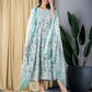 Grey And Turquoise fit & flare Dress And Dupatta