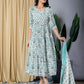 Grey And Turquoise fit & flare Dress And Dupatta