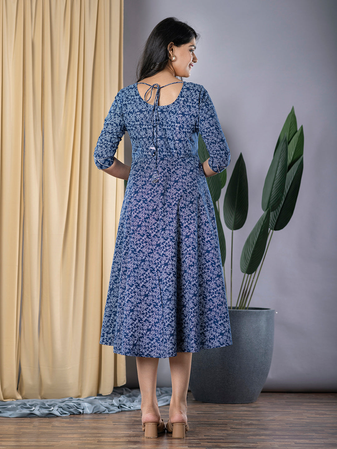 Jaitpuriya Women Navy Blue fit & flare Dress