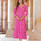 Jaitpuriya Women Pink striped Anarkali Dress