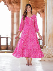 Jaitpuriya Women Pink striped Anarkali Dress