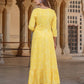 Jaitpuriya Women Yellow Striped Anarkali Dress