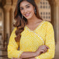 Jaitpuriya Women Yellow Striped Anarkali Dress