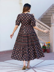 Jaitpuriya Women Black Ethnic Motifs Printed Maxi Dress
