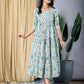 Jaitpuriya Women Grey And Turquoise fit & flare Dress