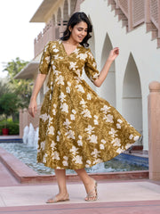 Jaitpuriya Women Green Floral Print fit & flare Dresses