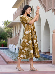 Jaitpuriya Women Green Floral Print fit & flare Dresses