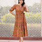 Jaitpuriya Women Brown Gathered or Pleated Maxi Dresses