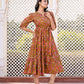 Jaitpuriya Women Brown Gathered or Pleated Maxi Dresses