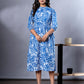 Jaitpuriya Women Blue And White Paisley Print fit & flare Dresses