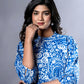 Jaitpuriya Women Blue And White Paisley Print fit & flare Dresses