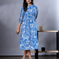 Jaitpuriya Women Blue And White Paisley Print fit & flare Dresses