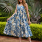 Jaitpuriya Women Teal Blue And Cream Pure Cotton fit & flare Dresses