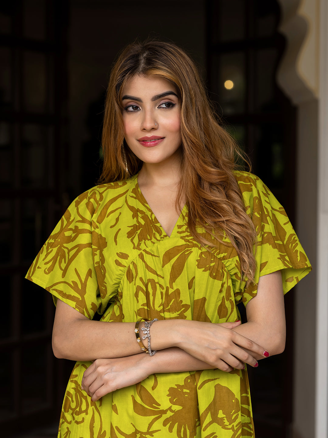 Jaitpuriya Women Green Pure Cotton fit & flare Dresses