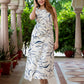 Jaitpuriya Women Navy Blue And White Pure Cotton fit & flare Dresses