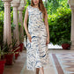 Jaitpuriya Women Navy Blue And White Pure Cotton fit & flare Dresses