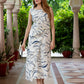 Jaitpuriya Women Navy Blue And White Pure Cotton fit & flare Dresses