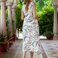 Jaitpuriya Women Navy Blue And White Pure Cotton fit & flare Dresses