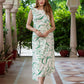 Jaitpuriya Women Green And White Pure Cotton fit & flare Dresses