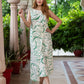 Jaitpuriya Women Green And White Pure Cotton fit & flare Dresses