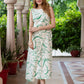 Jaitpuriya Women Green And White Pure Cotton fit & flare Dresses