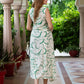 Jaitpuriya Women Green And White Pure Cotton fit & flare Dresses