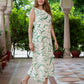 Jaitpuriya Women Green And White Pure Cotton fit & flare Dresses