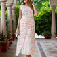 Jaitpuriya Women Peach And White Pure Cotton fit & flare Dresses
