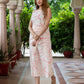 Jaitpuriya Women Peach And White Pure Cotton fit & flare Dresses