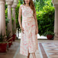 Jaitpuriya Women Peach And White Pure Cotton fit & flare Dresses