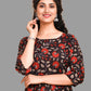 Black Floral Print Anarkali Kurta