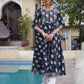 Black Gotta Work Printed Antalkali Kurta