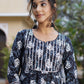 Black Gotta Work Printed Antalkali Kurta