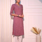 Mauve Ethnic Motifs Printed Pure Cotton Straight Kurta