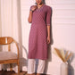 Mauve Ethnic Motifs Printed Pure Cotton Straight Kurta