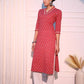 Pink Ethnic Motifs Printed Pure Cotton Straight Kurta