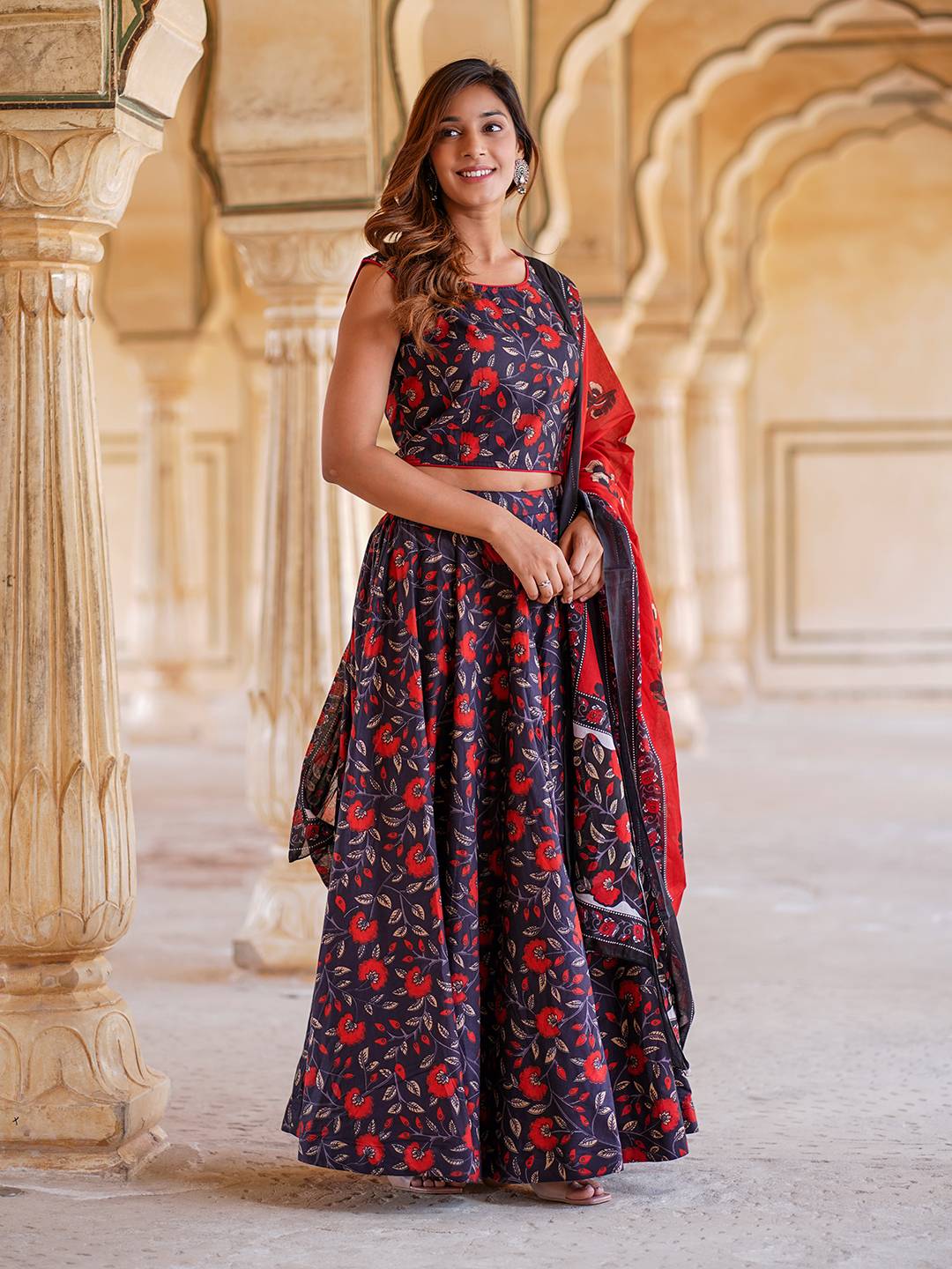 Floral Printed Ready to Wear Lehenga & Blouse With Dupatta