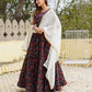 Black Floral Printed Ready to Wear Cotton Lehenga Choli With Dupatta