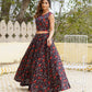 Black Floral Printed Ready to Wear Cotton Lehenga Choli With Dupatta