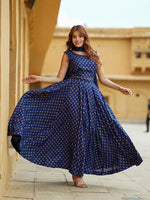 Jaitpuriya Blue Gold Print Lehenga Choli With Dupatta