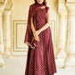 Jaitpuriya Maroon Gold Print Lehenga Choli With Dupatta