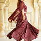 Jaitpuriya Maroon Gold Print Lehenga Choli With Dupatta