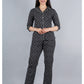 Black Abstract Shirt And Pyjama Night Suit