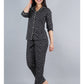 Black Abstract Shirt And Pyjama Night Suit