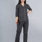 Black Abstract Shirt And Pyjama Night Suit